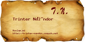 Trinter Nándor névjegykártya