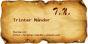 Trinter Nándor névjegykártya